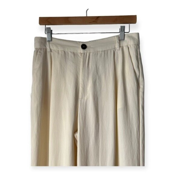 Zara Cream High Waist Wide Leg Pants - Picture 2 of 6